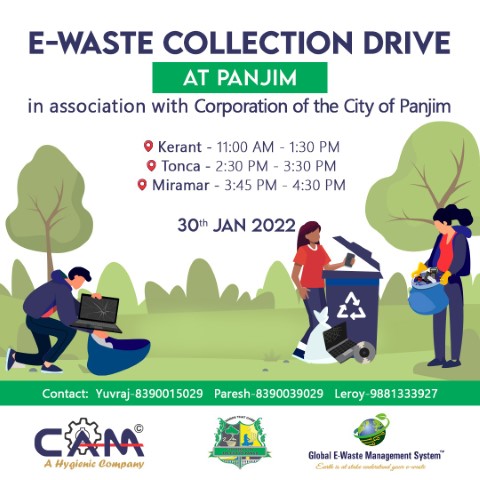 E-waste collection drive at Panjim on 30th Jan 2022
